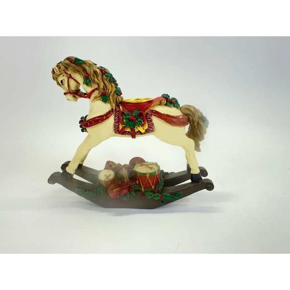 Vintage 1991 Giny Inc Christmas Rocking Horse Votive Candle Holder Holiday Decor